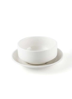 Buy Porcelain Ivory Soup Cup with Saucer 6 Inch 15 cm in UAE