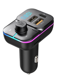 اشتري Bluetooth Car Adapter FM Bluetooth Transmitter Car Radio Car Bluetooth Transmitter PD QC Quick Charge 8 RGB LED 3 USB Ports Handsfree Calls Bluetooth 5.0 Supports TF Card and U-Disk في الامارات