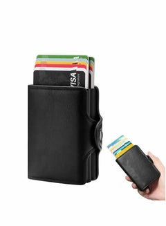 Buy Wallet for Men Credit Card Holder, Automatic Pop Up Wallet with RFID, Leather Slim Card Case Front Pocket Anti-theft Travel Thin Wallets, Metal Money Organizers for Women Up to Holds 14 cards+ Cash in Saudi Arabia