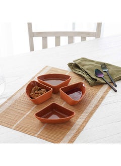 Buy Viapot Triangle 4-Piece Chip & Dip 15X10X3.5cm - Natural in UAE