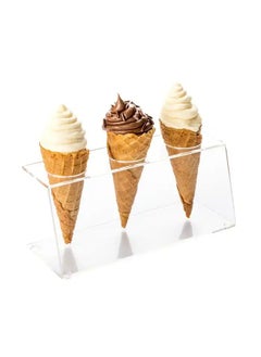 Buy Clear Acrylic Ice Cream Cone Holder 3 slots Restaurantware in Saudi Arabia