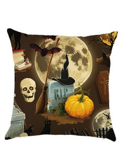 Buy Happy Halloween Square Pillow Cover Cotton Blend Multicolour in UAE