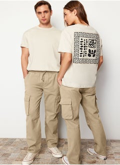 Buy Stone Unisex Regular Fit Cargo Pocket Trousers TMNSS24PL00003 in Egypt