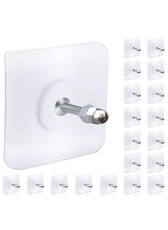 Buy 20Pcs Adhesive Hooks Heavy Duty,Wall Hooks for Hanging, Screw Free Sticker, Seamless Screws for Wall Mount, 2 in 1 Reusable for Kitchen, Bathroom, Home, Office Clear Self Adhesive Hooks 16mm in UAE