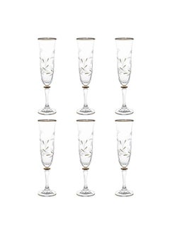 Buy Mimosa Champagne Glass, Clear & Gold - Set Of 6 in UAE