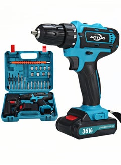 Buy Cordless Drill Set, 36V Power Drill Set with 2 Battery and Charger, 24-Pieces Drill/Driver Accessories Kit, Electric Driver/Drill Bits, 18+1 Torque Setting, Blue in Saudi Arabia