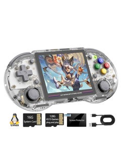Buy RG353PS Retro Handheld Gaming Console, Single Linux System with RK3566 Chip, 3.5 Inch IPS Display, 128G TF Card Included with 4519 Preinstalled Games, 5G WiFi and 4.2 Bluetooth Support (Transparent) in Saudi Arabia
