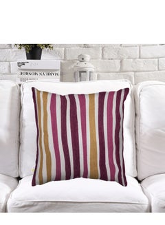 Buy "Decorative Embroidered Striped Cushion cover Multicolour 45 x 45 Cm (Without Filler)" in Saudi Arabia