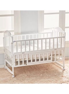 Buy Classic And Elegant Baby Cot With Storage Space - White in UAE