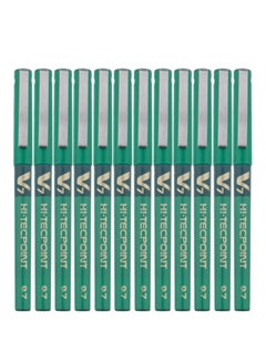 اشتري 12-Piece Hi-tecpoint V7 Fine Rollerball Pen Green Ink في الامارات