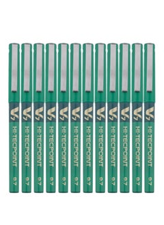 Buy 12-Piece Hi-tecpoint V7 Fine Rollerball Pen Green Ink in UAE