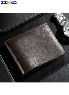 Buy Men's Short Soft Leather PU Leather Youth Male Student Wallet with Multiple Card Slots Large Capacity and High Quality Card Holder Brown in Saudi Arabia