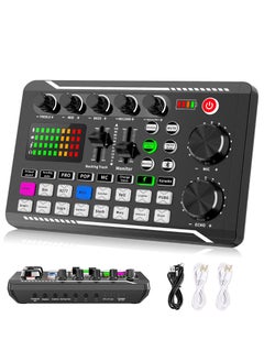 اشتري F998 Live Sound Card Audio Mixer Podcast Audio Interface with DJ Mixer Effects Voice Converter with Sound Effects for Karaoke Tiktok YouTube Live Recording Games في السعودية