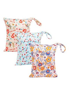 اشتري Wet Dry Bags For Baby Cloth Diapers Washable Travel Bags Beach Pool Gym Bag For Swimsuits & Wet Clothes With Two Zippered Pockets 3 Pack 3Ln30 في الامارات