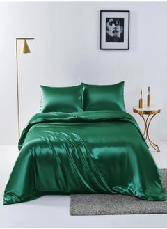 اشتري 4pcs King Size Luxury Solid Color Satin Duvet Cover Set Skin-friendly And Comfortable, Soft And Smooth For Bedroom And Living Room 220x240 cm في السعودية