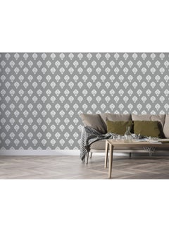 Buy Grey And White Geometric Pattern  Fabric Wallpaper Covers An Area ​​Up To 4.2Mx3M With Adhesive And Smoothing Tool in Egypt