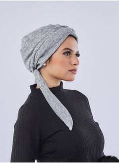 Buy Warmy Turban With Ribbon Grey For Women in Egypt