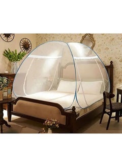 Buy Foldable Mosquito Net For Double Bed Microfiber White in Saudi Arabia
