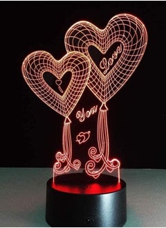 Buy 3D Illusion Multicolor Night Light LED Festive Chinese Heart Knot Pendant Touch Button USB Nightlight Unique Visualization Lighting Effects Art Sculpture Light in UAE