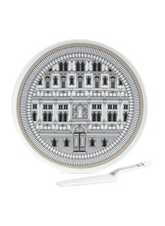 Buy Palazzo Cake Serving Set, White & Black - 32 Cm in UAE