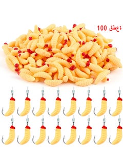 Buy Fake Fishing Baits, 100 Pcs Soft Maggot Baits Fake Worms For Fishing Bass Fishing Lures For Freshwater Artificial Wax Worms Gross Plastic Worms For Freshwater Saltwater Lake Trout Ice Fishing in UAE