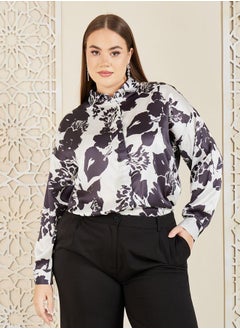 اشتري Plus Floral Print Longline Shirt في السعودية