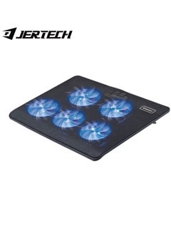 Buy Thin Multi Function Laptop Cooler With Blue Light And 5 Fan Leaf - Black KL331 in Egypt