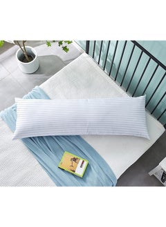 اشتري Krude Long Body Pillow 1pc, Fabric: 100% Polyester 85 GSM Microfiber 1 cm Stripe Super Soft, Filling: 1300 gm Hollow Fiber Comfort, Breathable & Ultra Soft , Size: 45 x 120 cm, Color: White في الامارات