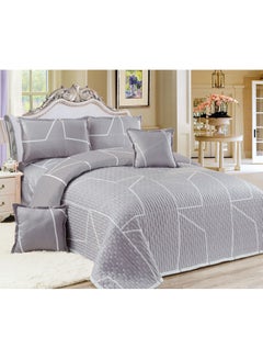 Buy Sleep Night Compressed 4Pcs Comforter Set, Single Size 160 X 210Cm, Reversible Bedding Set for All Seasons, Double Side Quilt Stitching Silver in Saudi Arabia