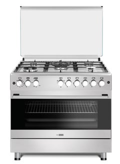 Buy Heavy Duty 90x60cm 5 Burners Gas Ranger, Wide Heavy Stand, Auto Burner, Total Safety, Oven Grill, 2 Oven Fans, Up & Down Heating Oven, Inside Oven Light, Timer, Three Layers Oven Door, Easy to Clean Surface in Saudi Arabia