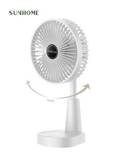 اشتري 3-Speeds Mini Adjustable Automatic Swing Air Flow Desktop Fan 9W HH-196 White في السعودية