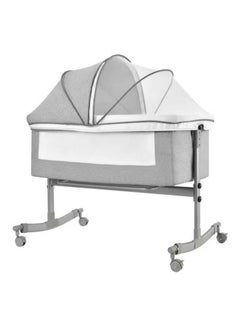 اشتري Grey 3 in 1 Baby Folding Crib Portable Cosleeping Bed With Adjustable Bedside And Sleeper 6 9 Months في السعودية