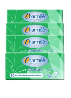 Buy Charmee Pantyliners Breathable Green  20's  Pack of 4 in UAE