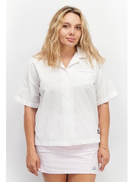 اشتري Women Sportswear Fit Short Sleeves Textured Shirt, White في الامارات