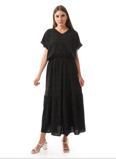 اشتري Black Summer Vertical Stripes Long Casual Dress في مصر