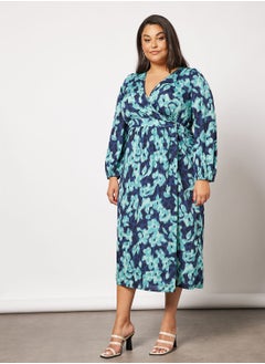 Buy Plus Size Wrap Midi Dress in UAE