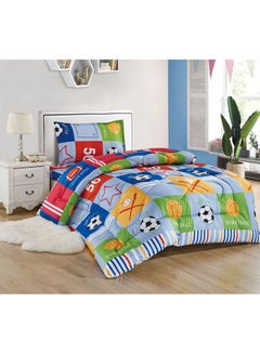 Buy 3 Pieces Kids Medium Filling Comforter Set Single Size 160 X 210 cm Reversible Bedding Set For Girls and Boys multi color in Saudi Arabia