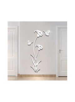 اشتري 3D Mirror Flower Wall Sticker DIY Acrylic Setting Glass Decal for Living Room Bedroom TV Porch Restaurant في الامارات