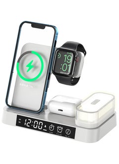 Buy Wireless Charger Station 4 in 1, 30W with Night Light and Clock Alarm Function in Egypt