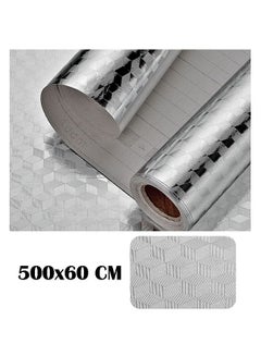 Buy Self-Adhesive Aluminum Foil Wallpaper Kitchen Oil-Proof Waterproof Sticker 500x60cm in UAE