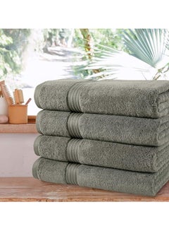 Buy Comfy 70X140Cm Charcoal Grey Combed Cotton 600Gsm Hotel Quality Set Of 4 Pc Bath Towel Set in UAE