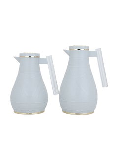 Buy Light Grey Karam Thermos Set With Islamic Engraving Acrylic Handle Two Piece in Saudi Arabia