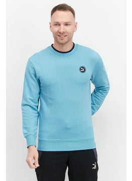 Buy Men Sportswear Fit Long Sleeves Running Sweatshirt, Turquoise in UAE