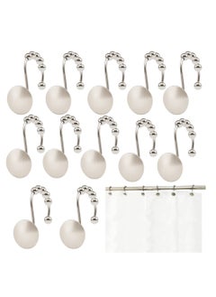 Buy Decorative Shower Curtain Hooks Nickel Finish Easy Glide Rust Proof for Bathroom Set of 12 Compatible with Most Shower Curtains and Rods in UAE