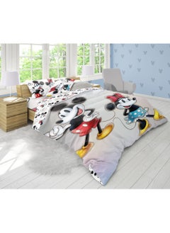 اشتري 2-Piece Disney Mickey & Minnie Mouse Twin Kids Bedding Set Includes 1xReversible Comforter 65x230cm, 1xPillowcase 50x75cm Super Soft & Fade Resistant Celebrate Disney 100th Anniversary In Style في الامارات