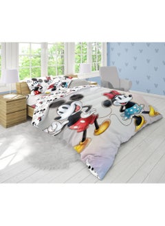 Buy 2-Piece Disney Mickey & Minnie Mouse Twin Kids Bedding Set Includes 1xReversible Comforter 65x230cm, 1xPillowcase 50x75cm Super Soft & Fade Resistant Celebrate Disney 100th Anniversary In Style in UAE