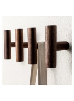 اشتري 4 Pack Walnut Coat Hooks Wall Mounted Pegs Wooden Organizer Hangers Vintage Single Hooks Natural Wood Hangers Rustic Wall Pegs Minimalist Hook Design For Hanging Hat Towel Bag Rope في الامارات