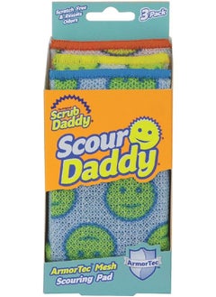 Buy cour Pads Scour Daddy Multi Surface Scouring Pad, Absorbent, Soft in Warm Water, Firm in Cold, Scratch Free, Odor Resistant, Easy to Clean, Multicolor, Set Of 3 in Saudi Arabia