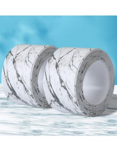 اشتري Kitchen and Bath Tape Caulk Strip, Upgraded Acrylic Glue PVC Self Adhesive Waterproof Caulking Sealing Tape, Decorative Sealant Trim for Kitchen Sink Toilet Bathtub 1.5" x 16.4' Marble White 5M في السعودية