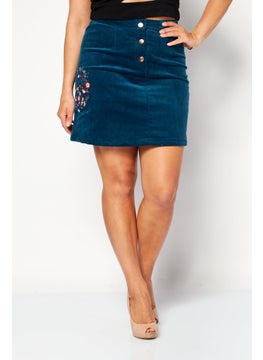 اشتري Women Embroidered Mini Skirt, Teal Blue في الامارات